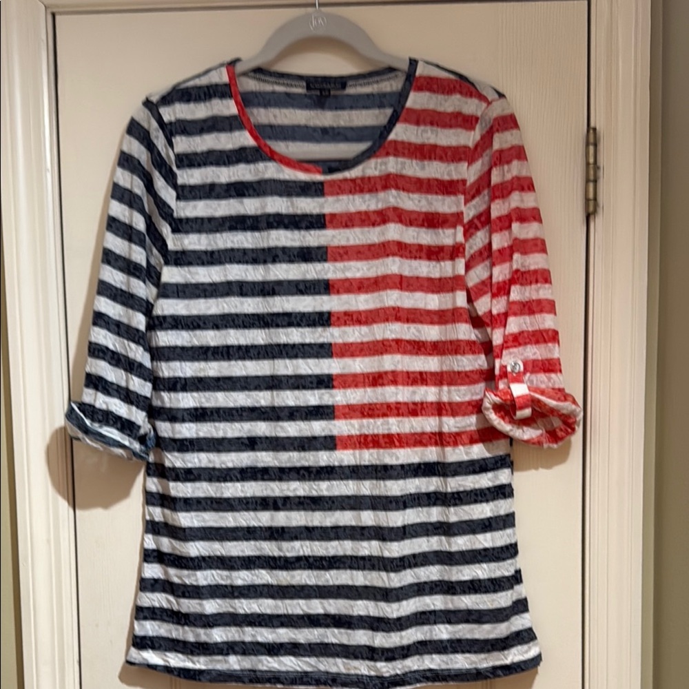 Striped Short Sleeve Tee - Red and Blue
